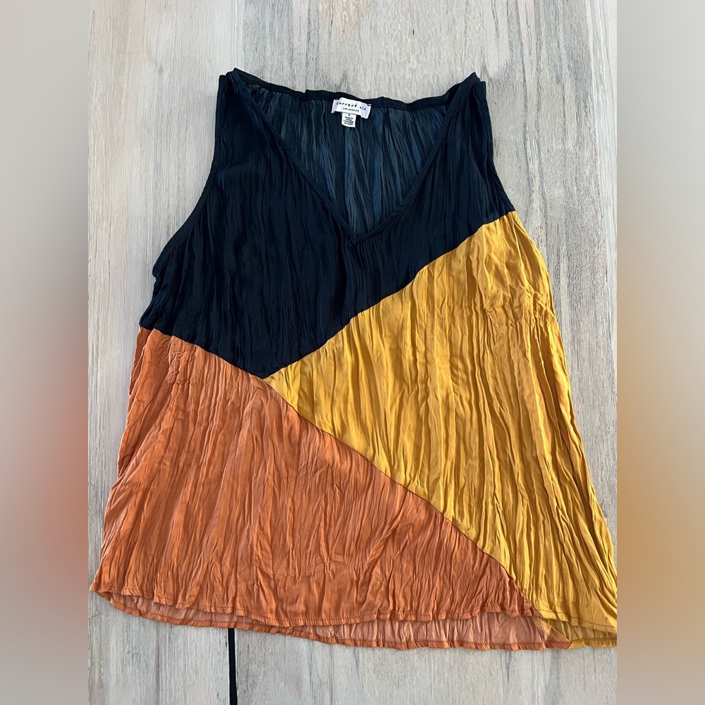 Current Air Women's Blue Orange Yellow Crinkle Tank Top Size Small